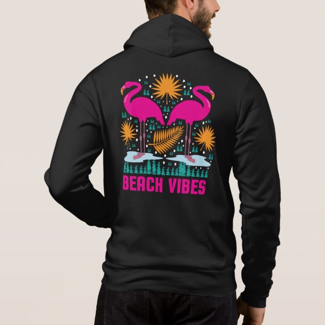 Sudadera Diseño de Flamencos Rosas Beach Vibes (Reverso)