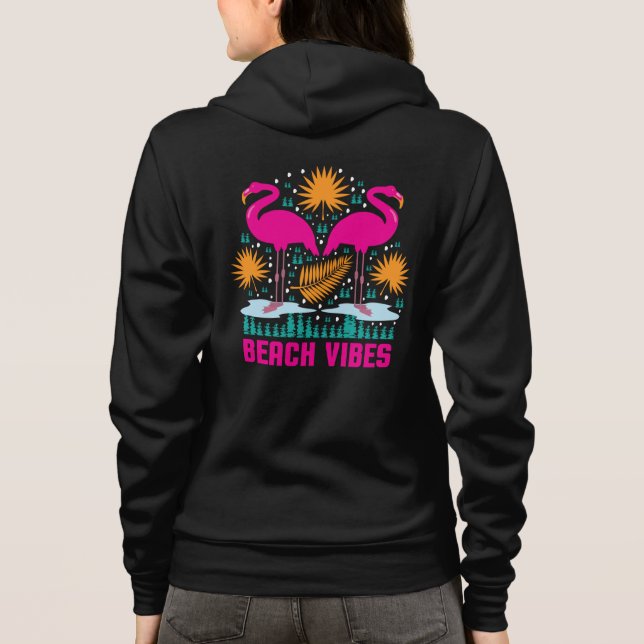 Sudadera Diseño de Flamencos Rosas Beach Vibes (Reverso)