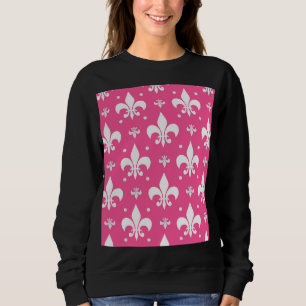 Sudadera Diseño de flor de lis rosa y blanco