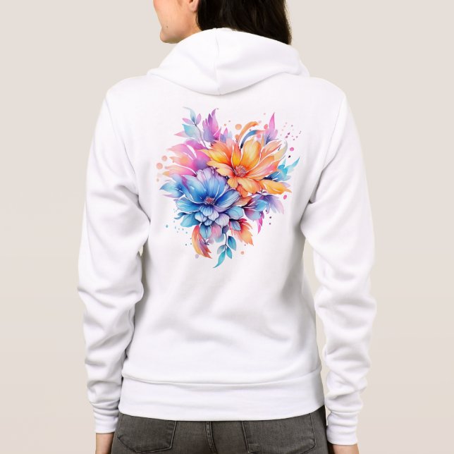 Sudadera Diseño de flores florales acuarela-24683 (Reverso)