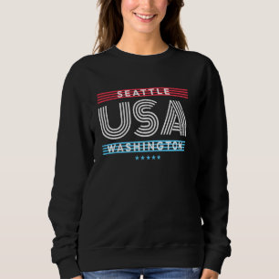 Sudadera Diseño de franjas retro de Seattle Washington USA