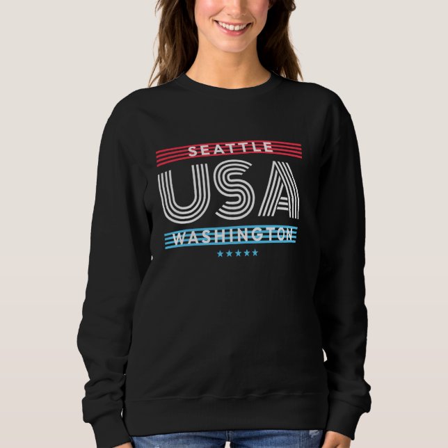 Sudadera Diseño de franjas retro de Seattle Washington USA (Anverso)