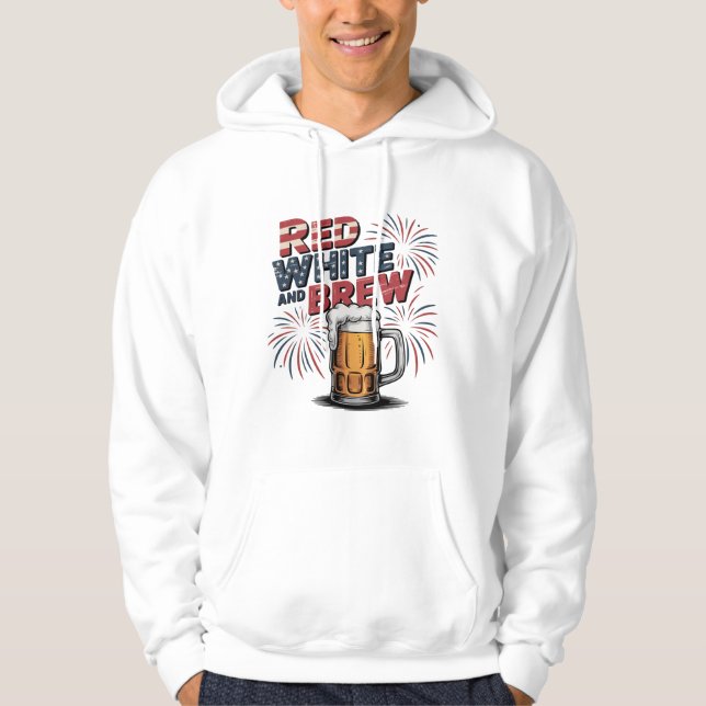 Sudadera Diseño de fuegos artificiales rojos de blanco y de (Anverso)