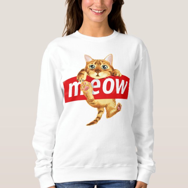Sudadera Diseño de gatito señal Meow (Anverso)