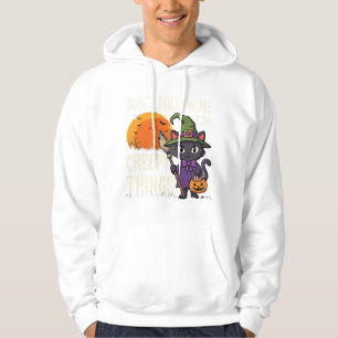 Sudadera Diseño de gato bruja de Halloween cosas espeluznan
