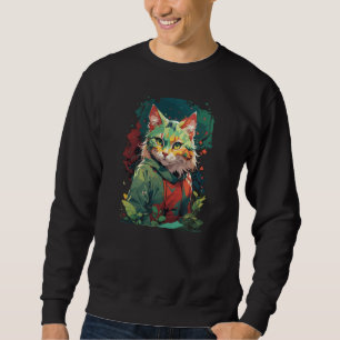 Sudadera Diseño de gato con salpicaduras de color fantasía 