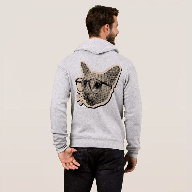 Sudadera "Diseño de gato inteligente con gafas (Reverso completo)