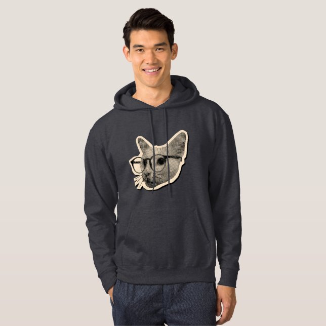 Sudadera Diseño de gato inteligente con gafas (Anverso completo)