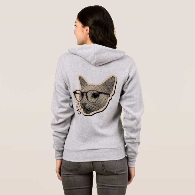 Sudadera "Diseño de gato inteligente con gafas (Reverso completo)