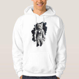 Sudadera Diseño de gato para astronautas de tinta negra