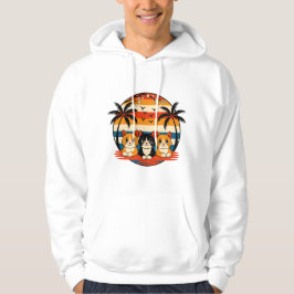 Sudadera Diseño de Gatos Atardecer Tropical