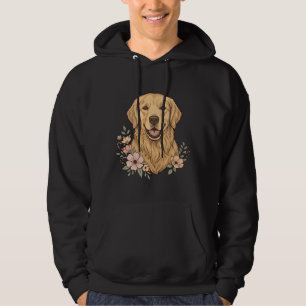 Sudadera Diseño de grabado vintage floral de Golden Retriev