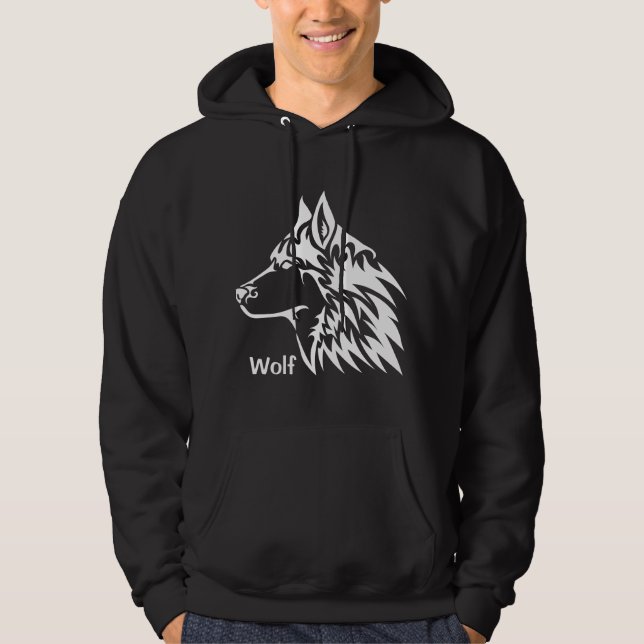 Sudadera Diseño de Guay huella de lobo para él negro (Anverso)