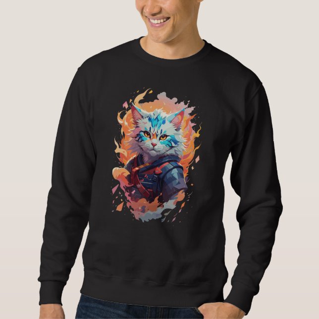 Sudadera Diseño de guerrero gato ninja lindo (Anverso)