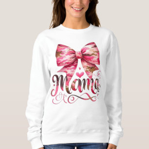 Sudadera Diseño de guión de Mama con lazo de camuflaje rosa