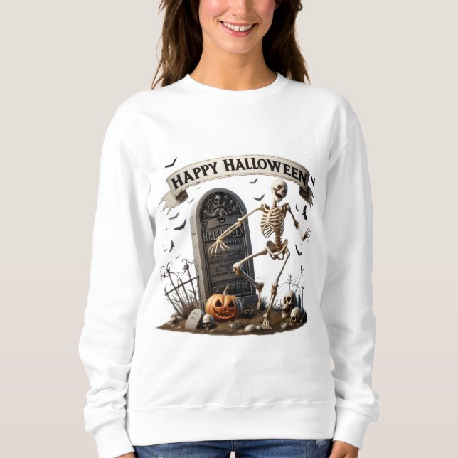Sudadera Diseño de Halloween de esqueleto bailando (Anverso)