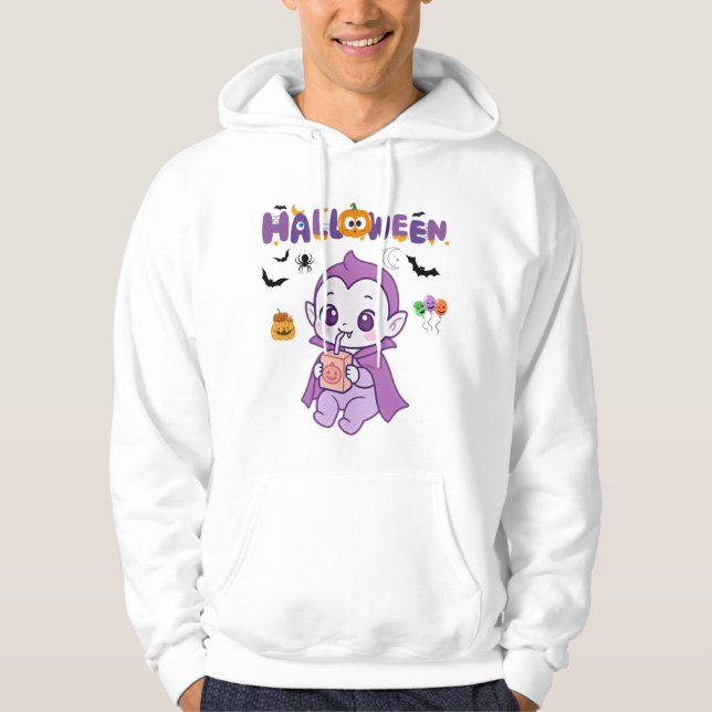 Sudadera Diseño de Halloween Kawaii con un vampiro bebé lin (Anverso)