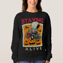 Sudadera Diseño de Halloween para el café con esqueleto viv
