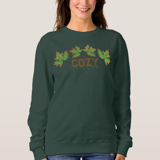 Sudadera Diseño de hojas de otoño de temporada acogedora (Anverso)