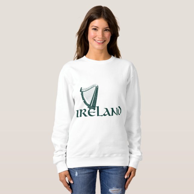 Sudadera Diseño de la arpa de Irlanda, arpa irlandesa (Anverso completo)