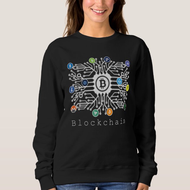 Sudadera Diseño de la cadena de bloqueo de la divisa cripto (Anverso)