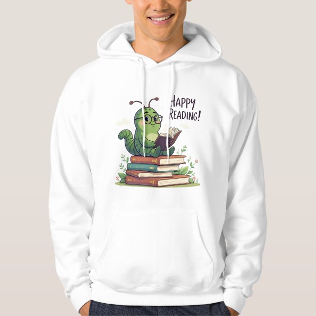 Sudadera Diseño de lectura de gusanos de biblioteca (Anverso)