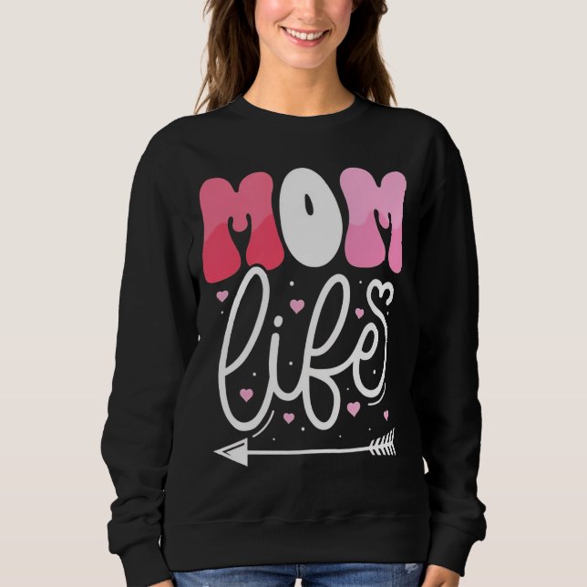 Sudadera Diseño de letra script de vida de mamá rosa pastel (Anverso)