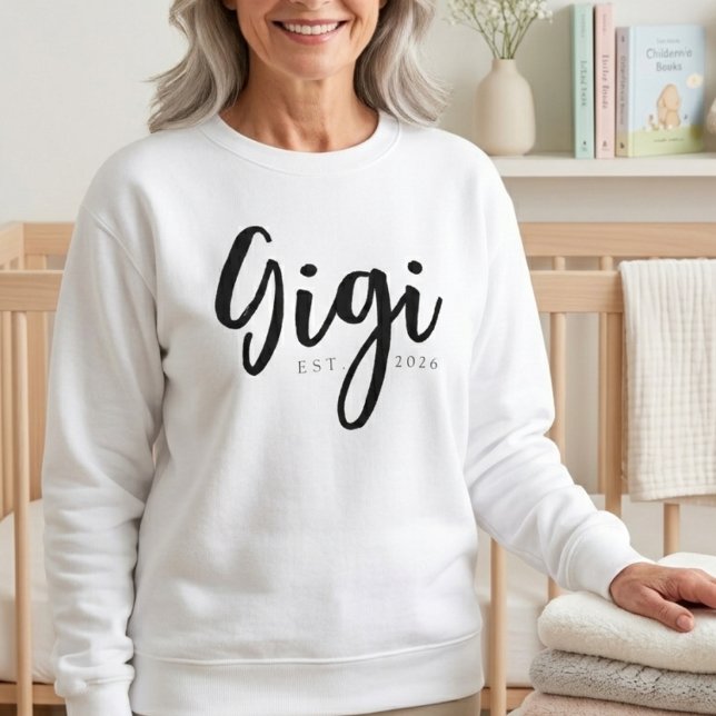 Sudadera Diseño de letra script suave Gigi EST Año Acogedor (Subido por el creador)