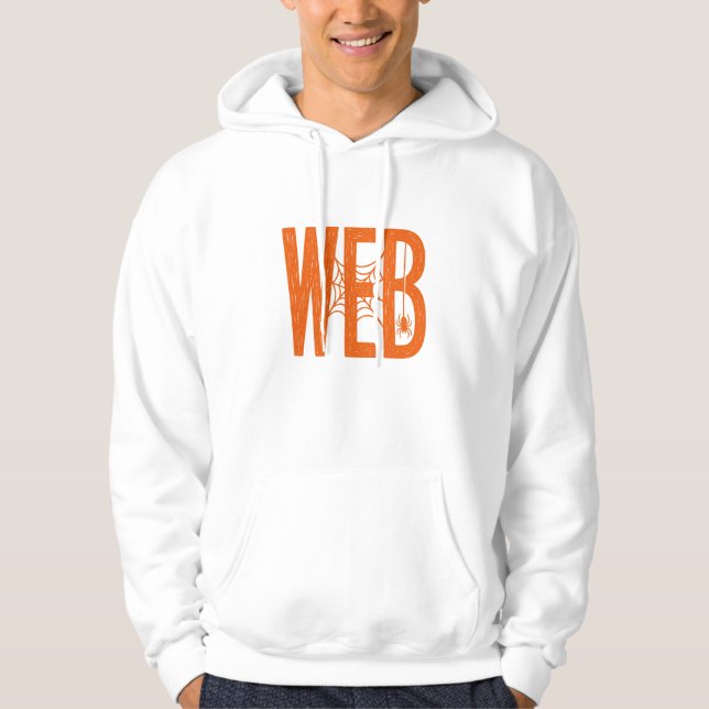 Sudadera Diseño de linóleo de araña web de Halloween (Anverso)