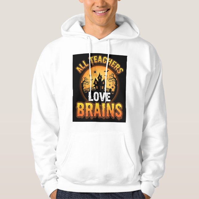 Sudadera Diseño de luna de terror cerebros de zombi de prof (Anverso)