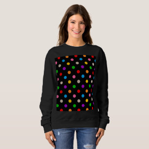 Sudadera Diseño de lunares de arcoíris colorido negro