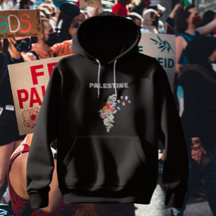 Sudadera Diseño de Mapa de Palestina Floral Pro Palestina