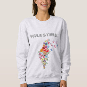 Sudadera Diseño de mapa floral de Palestina   Pro Palestina