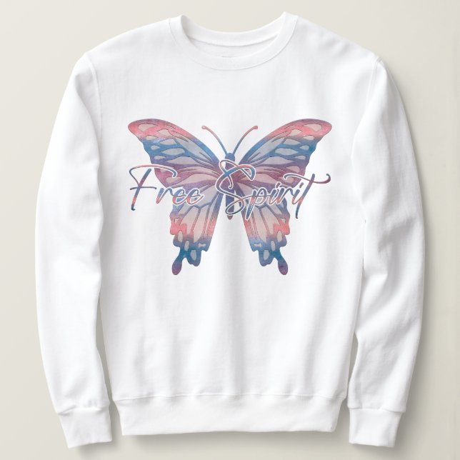 Sudadera Diseño de mariposa de espíritu libre Mandala Manda (Anverso del diseño)