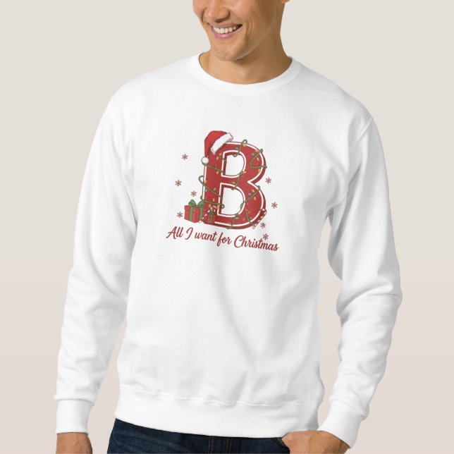 Sudadera Diseño de monograma de Navidad con la letra B (Anverso)