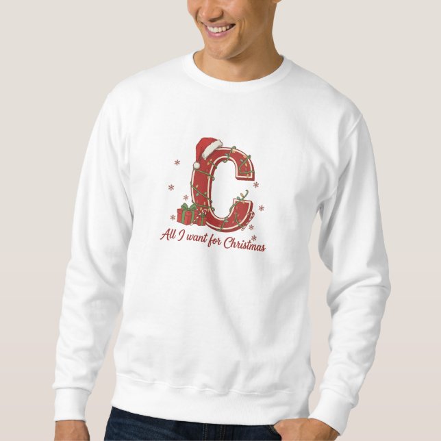 Sudadera Diseño de monograma de Navidad con la letra C (Anverso)