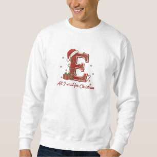 Sudadera Diseño de monograma de Navidad con la letra E