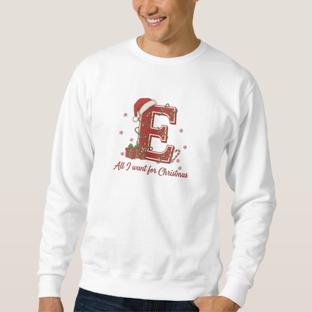 Sudadera Diseño de monograma de Navidad con la letra E (Anverso)