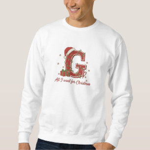 Sudadera Diseño de monograma de Navidad con la letra G