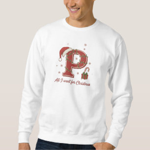 Sudadera Diseño de monograma de Navidad con la letra P
