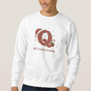 Sudadera Diseño de monograma de Navidad con la letra Q
