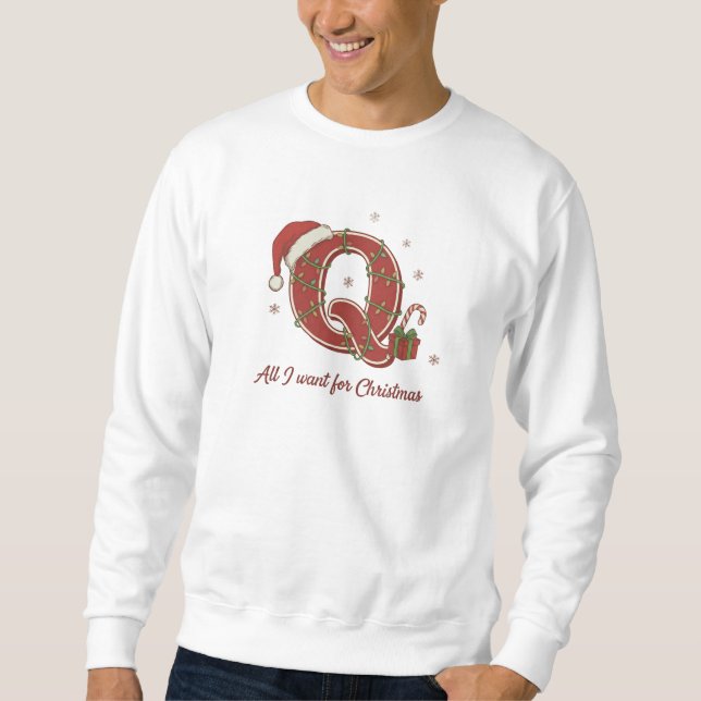 Sudadera Diseño de monograma de Navidad con la letra Q (Anverso)