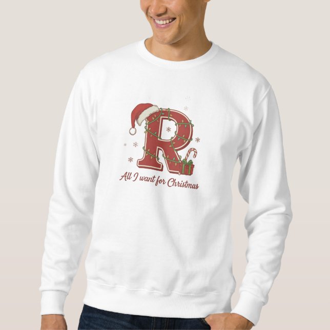 Sudadera Diseño de monograma de Navidad con la letra R (Anverso)