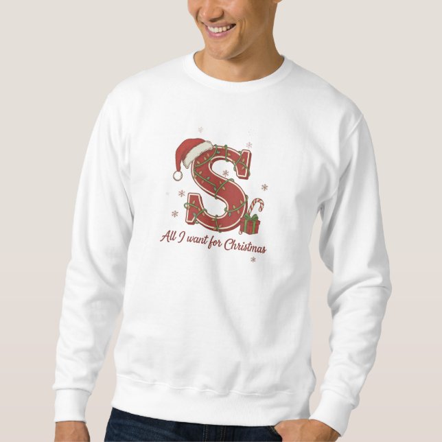 Sudadera Diseño de monograma de Navidad con la letra S (Anverso)