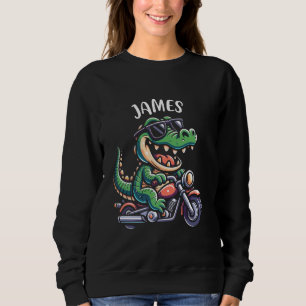 Sudadera Diseño de motocicleta de cocodrilo divertido James