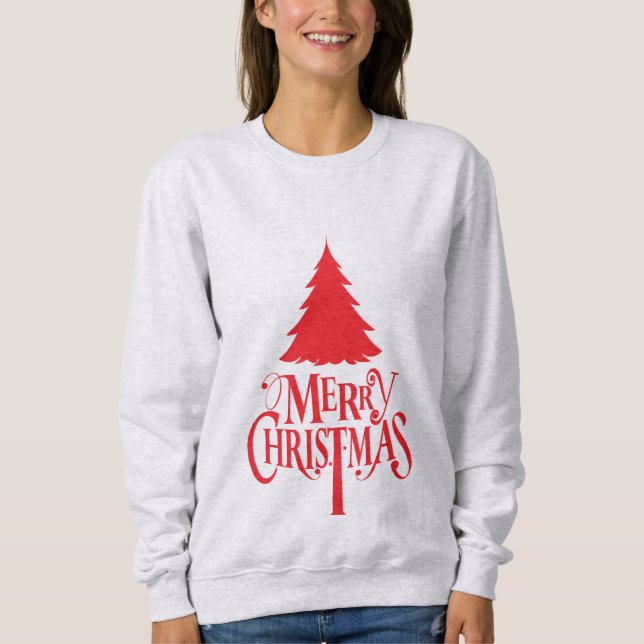 Sudadera Diseño de navidades con árbol rojo (Anverso)