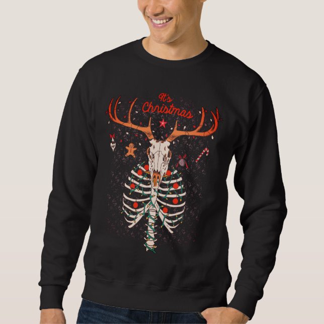 Sudadera Diseño de Navidades de cráneo de ciervos (Anverso)