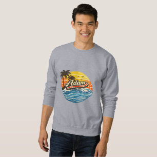 Sudadera Diseño de nombre Adam Retro Sunset