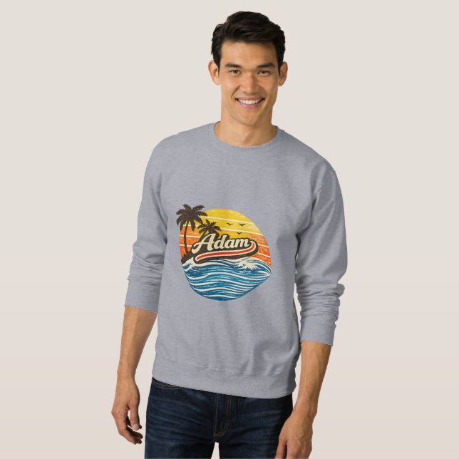 Sudadera Diseño de nombre Adam Retro Sunset (Anverso completo)