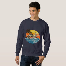 Sudadera Diseño de nombre al atardecer Paul Retro